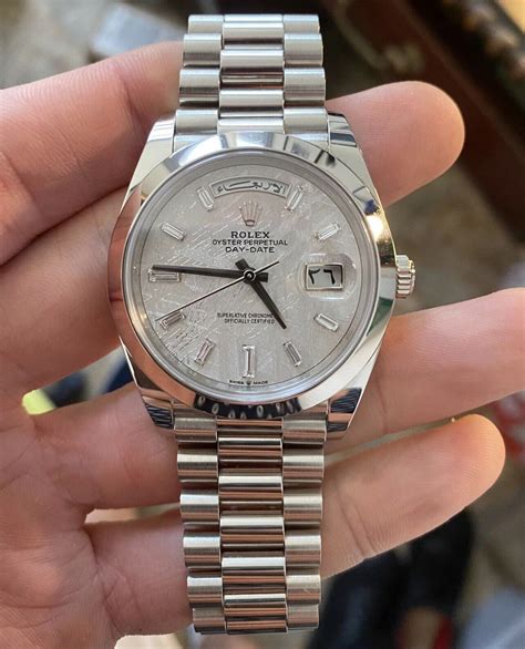 rolex meteorite dial cost|Rolex day date platinum meteorite.